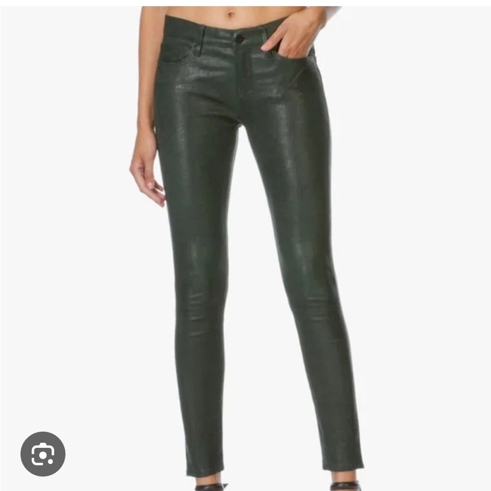 J Brand Olive Green Coated Skinny Jeans